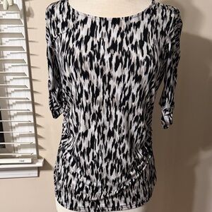 Alfani Black and White Patterned Blouse